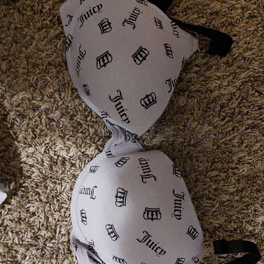 Juicy Couture Black and Gray Logo Bra